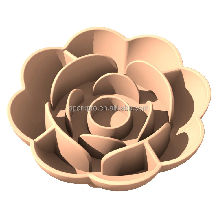 2024 New Pet Silicone Rose Slow Feeder Dog Bowl Custom Pet Bowl Flower No Spill Slow Feeding Silicone Slow Feeder Bowl Dog