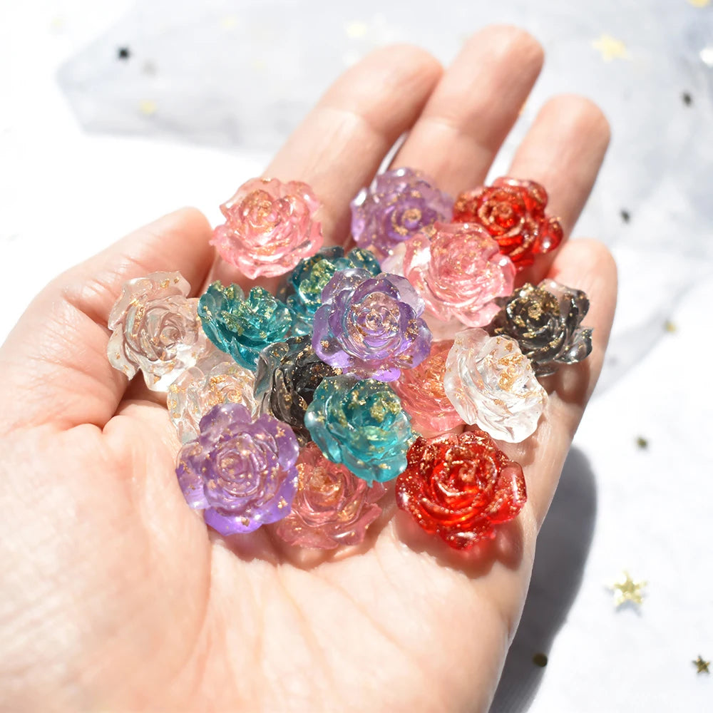 Hot Sale 18mm Colorful Resin Flower Rose Rose Cabochon  for DIY Jewelry Craft Decoration