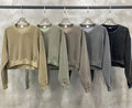 Autumn Vintage Solid Color Knitted O-neck Spice Girls Sweatshirt Washed Custom ODM 100% Cotton for Women
