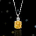 Yellow Diamond Necklace R.GEM.  Women Jewelry 925 Silver Crystal CZ Pendant Lab Made Diamond Zircon