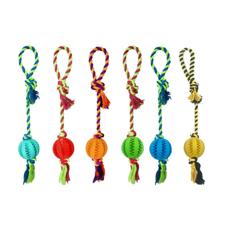 Wholesale Eco-Friendly Dog Chew Rope Toys Durable Braided Cotton Rope with Chewing Rubber Ball Hot Sale Product