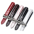 Alligator Pattern Convex Watch Strap Genuine Leather with Folding Butterfly Buckle Balloon Real Leather Watch Band Fit Car-tier