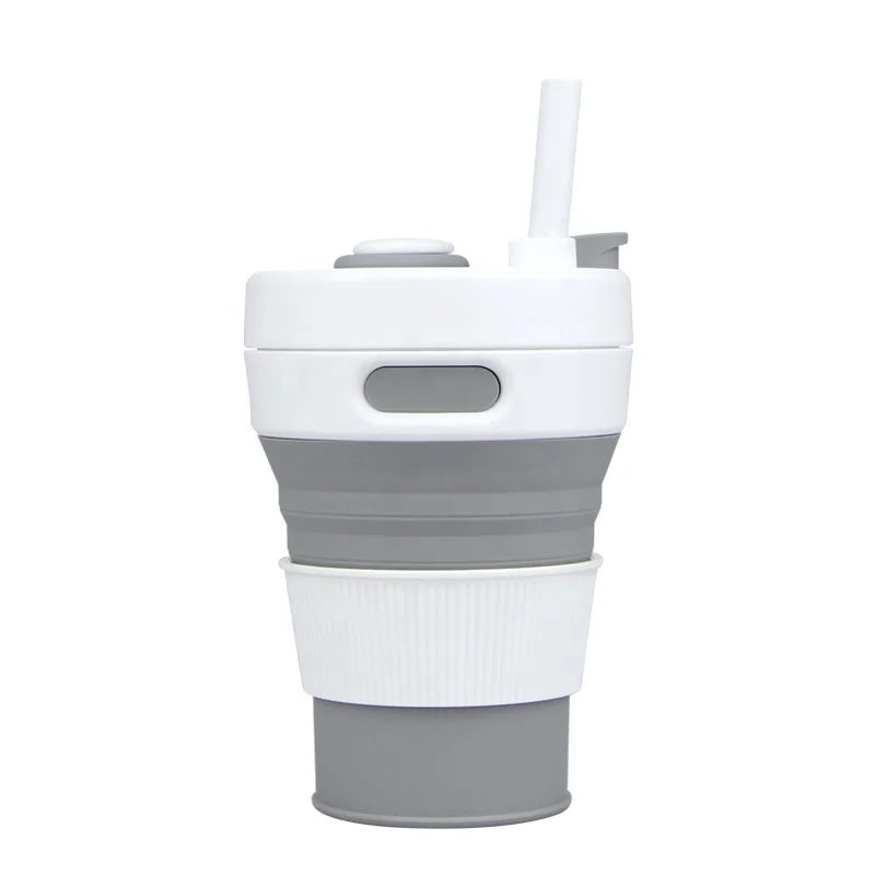 Expandable Silicone Water Cup Retractable Traveling Drinking Cup Folding Cup Wid Lid