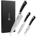 Knife Set of 3PC 5Cr15MoV High Carbon Stainless Steel Hammered Blade With ABS Plastic Handle 1 Rivet Chef Utility Paring Knife
