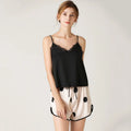Popular Satin Floral Polka Dot Home Wear Women Sleepwear Pajamas Casual Two Pieces Set Nightwear Girls Pajama Set