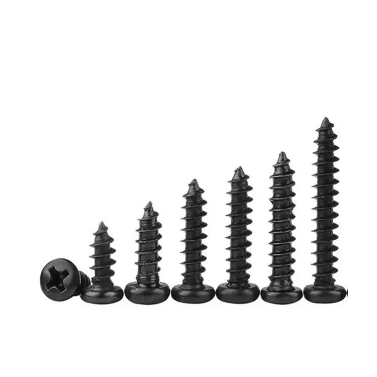 M1.4 M1.5 M1.6 M1.7 M1.8 M2 M2.3 M2.5 M2.6 M2.8 M3 M3.5 M4 Wood Black Steel Phillips Pan Head Self Tapping Screws