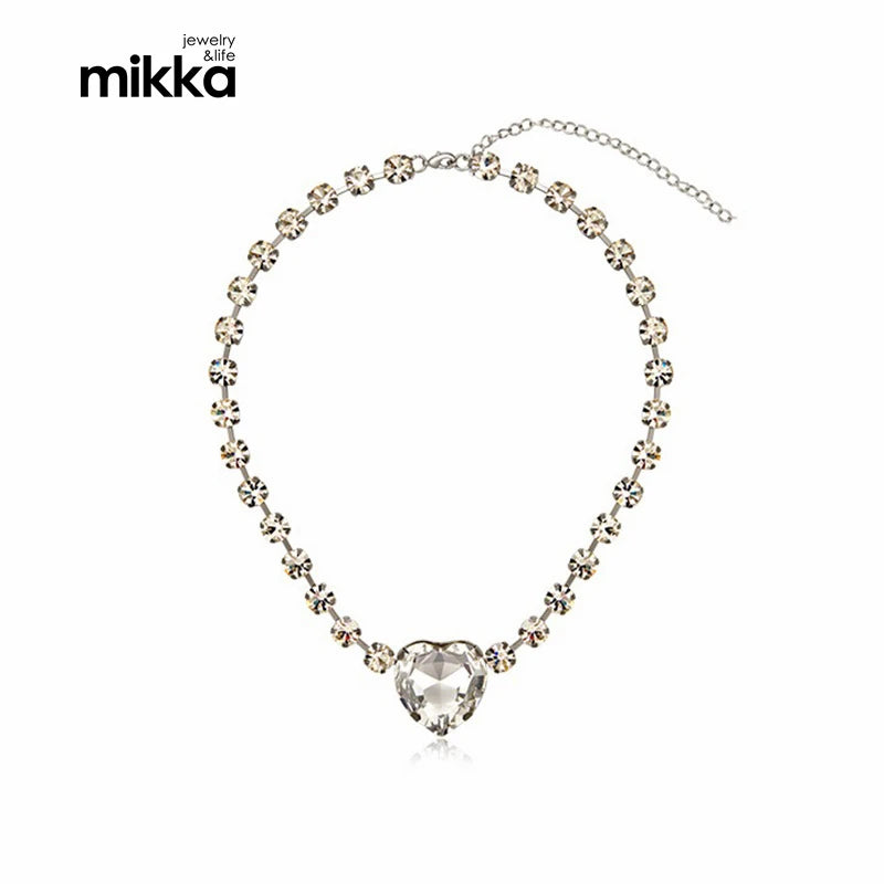 Hot Selling Chunky White Gold Diamond Heart Pendant Necklace Creative Fashion Necklace