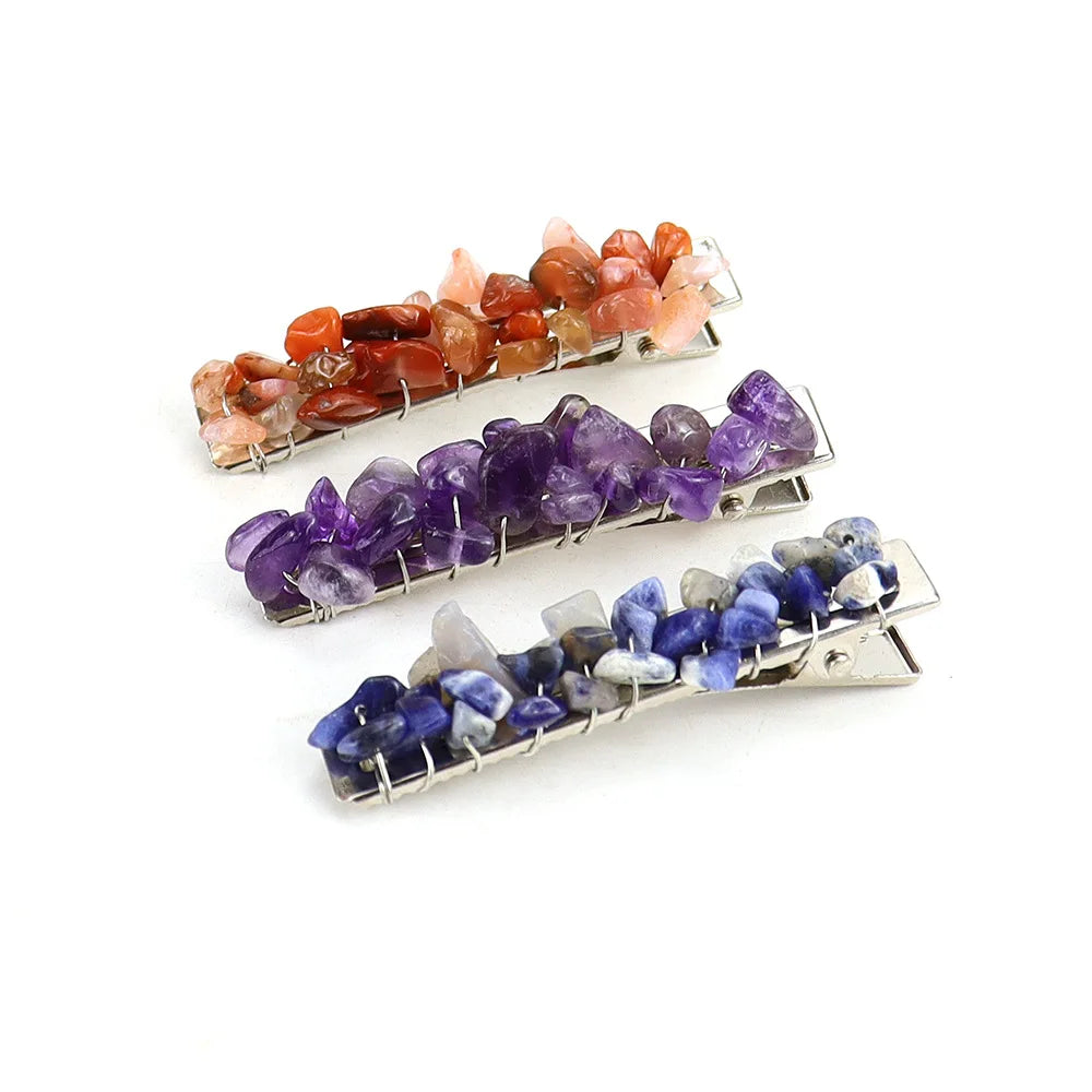 Wholesale Crystal Wire Wrapped Gravel Hairpin Hair Accessory Natural Stone Amethyst Lapis Lazuli Hair Jewelry for Women Gift