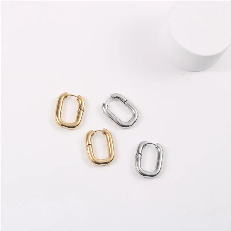 Custom 28mm*2mm Stainless Steel U Shape Hoop Earrings for Men Women