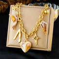 Marine Style Stainless Steel Heart Pendant Necklace 18k Pvd Gold Plated Heart Dolphins Charm Necklace for Women