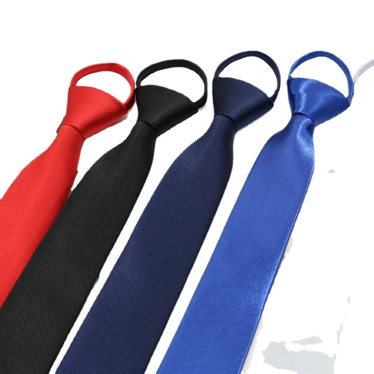 Custom Navy Blue Jacquard Men's Silk Tie Fashion Supplier's Easy Pull Zipper Print Business Necktie