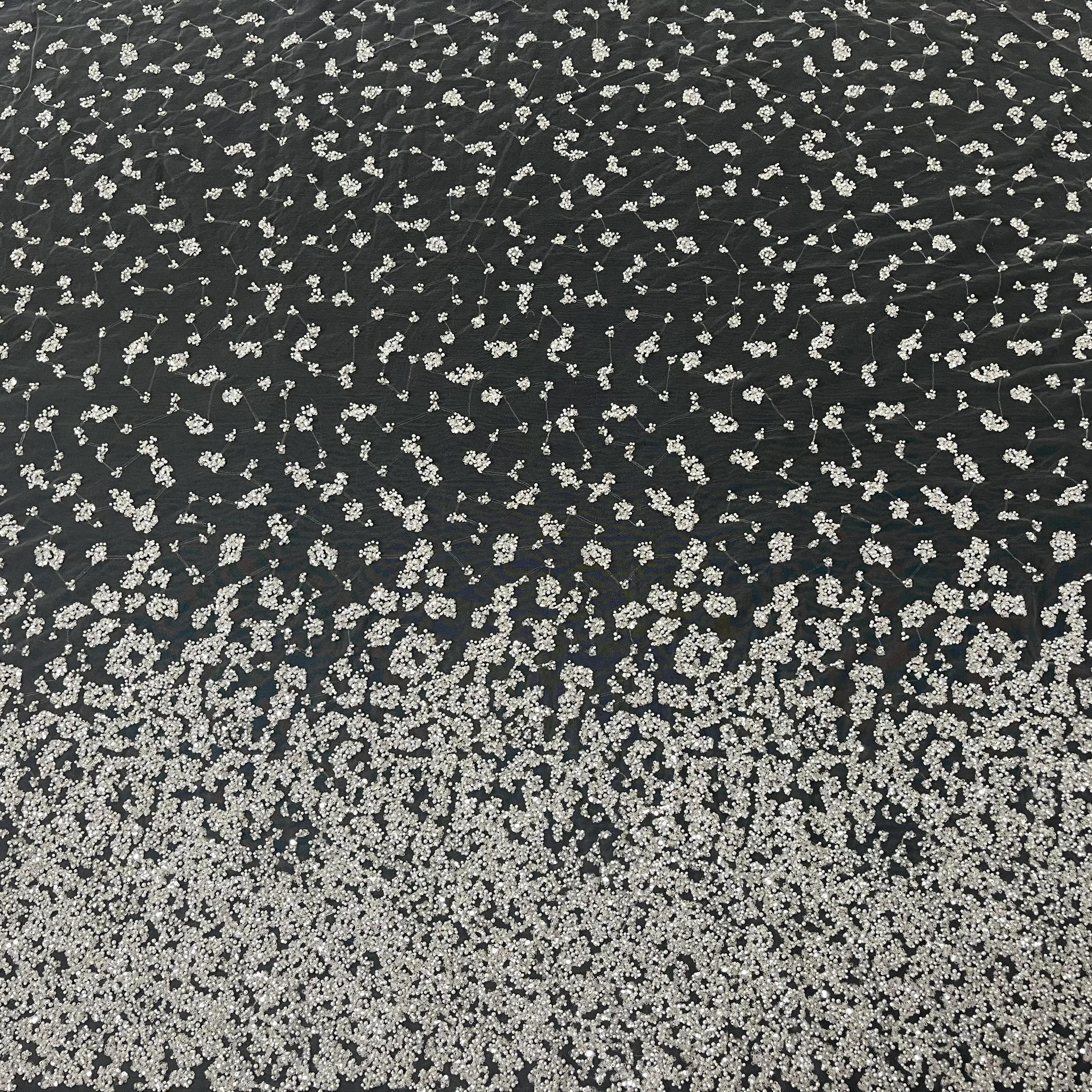 Wedding Lace Pearls Rhinestones Embroidered Fabric