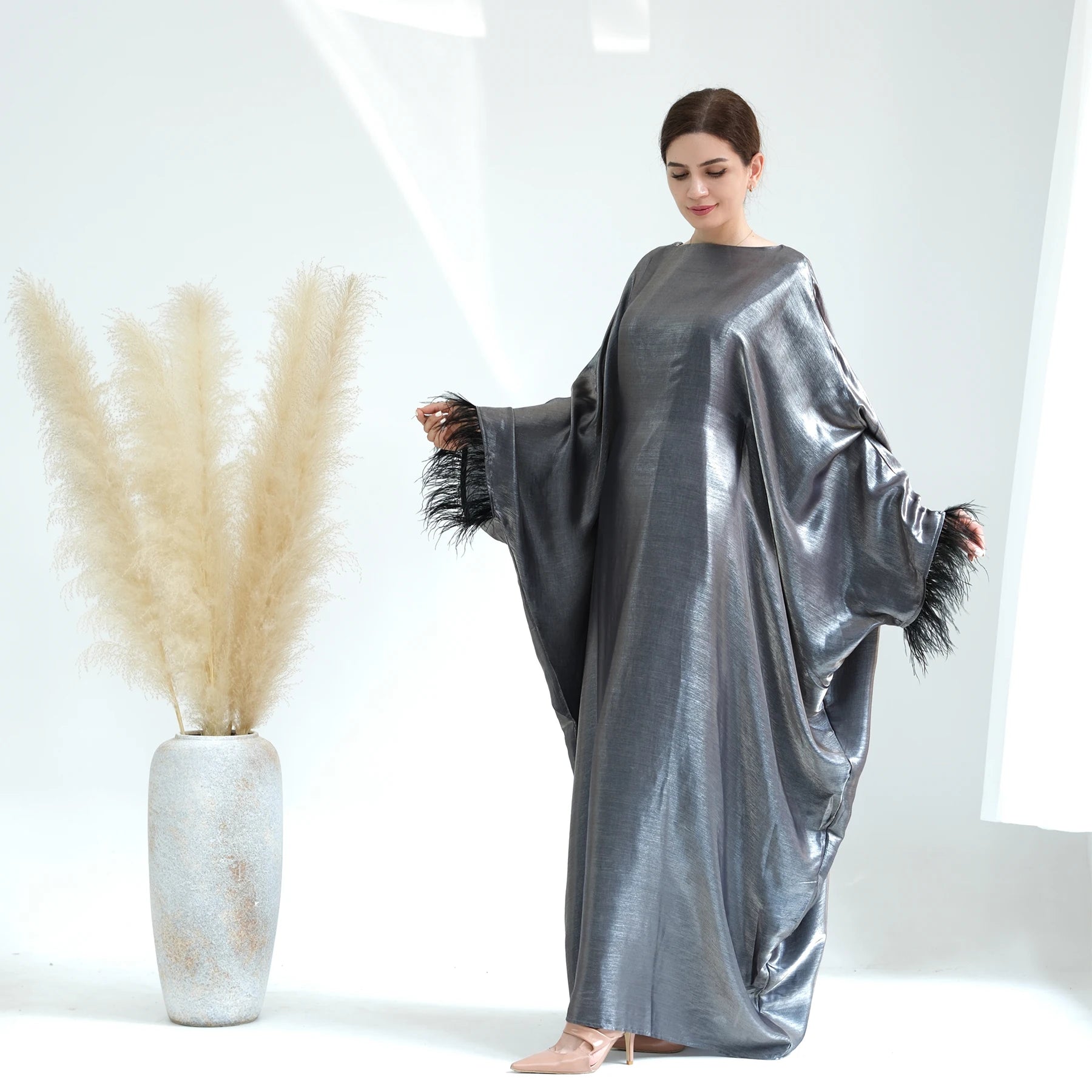 Loriya New Abaya Designs Shining Polyester Modern Abaya Women Muslim Dress Kaftan Abaya Plus Size Womens Dresses