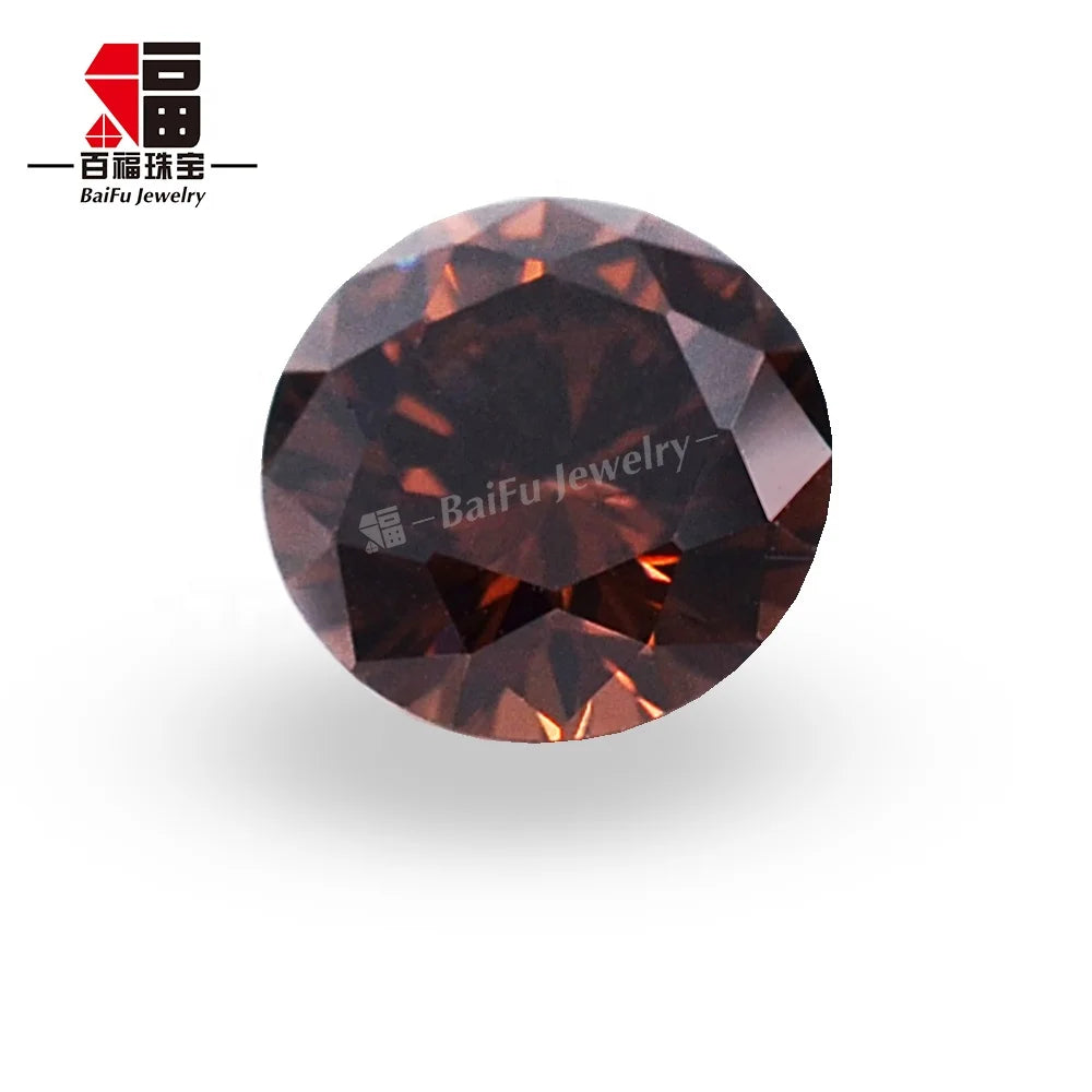 Baifu Jewelry Top Quality Loose Round Light Russian Coffee Zircon