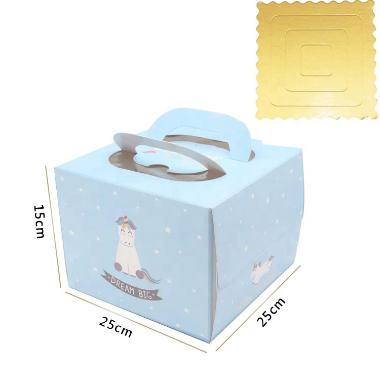 Wholesale New Design Creative Pink White 6/8/10 Inch Portable Birthday Cake Package Box with Base