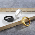18k Gold Plated Stainless Steel Oval Signet Blank Rings For Women