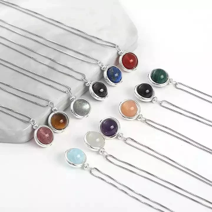 SC 925 Sterling Silver Lucky Birthstone Necklace Multicolor Agate Crystal Pendant Necklaces for Women's Birthday Gifts