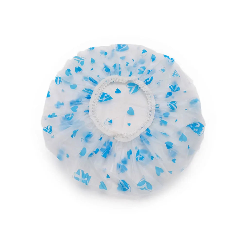 Low MOQ Custom Logo Printed Reusable Luxury Plastic Long Hair Waterproof Customized Color Shower Cap EVA Elastic Bath Women
