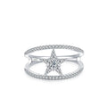 925 Sterling Silver Rhodium Plated Star Shaped Zircon Ring Luxury Pentagram Engagement Wedding for Women Anniversary Gift