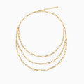 Wholesales 18K Gold Plated Fashion Classic Jewelry Trendy 3 Level Thick Chain Brass Necklaces for Girls