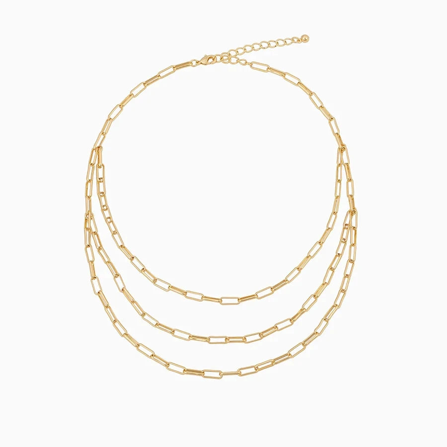 Wholesales 18K Gold Plated Fashion Classic Jewelry Trendy 3 Level Thick Chain Brass Necklaces for Girls