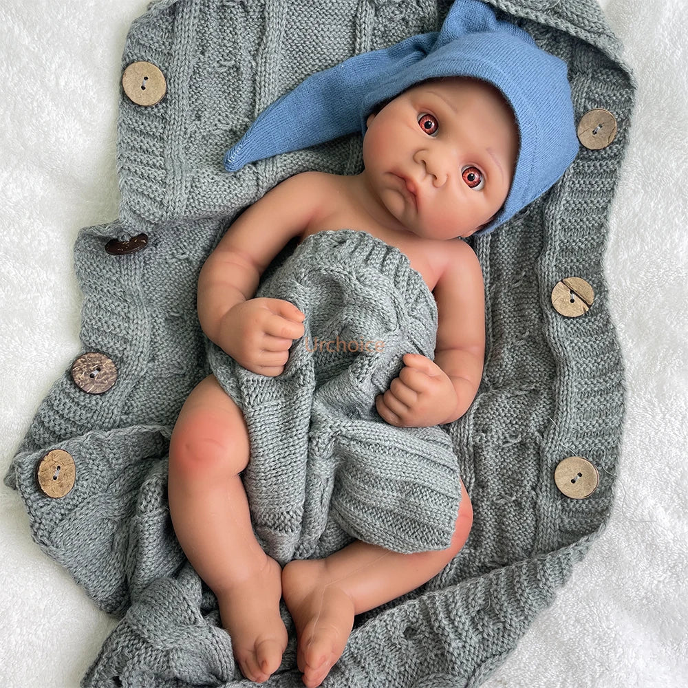 16.5" Full Body Solid Silicone Bebe Unpainted Reborn Boy Soft Touch Blue Eyes Reborn Doll Heavy Cuddle Rebirth Baby Toy Gift