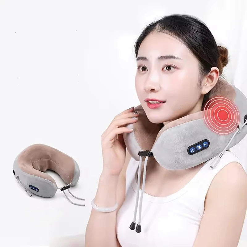 New Releases 2025 3 Keys U-shaped Memory Foam Neck Massage Pillow Portable 3D Shiatsu Heating Kneading Neck Pain Relief