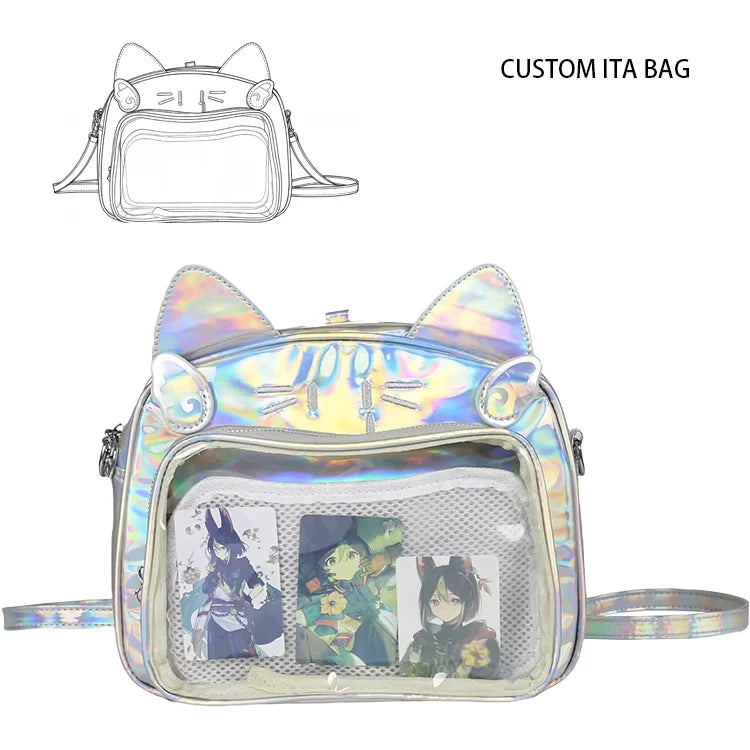 Designer Custom Pin Display Crossbody Shoulder Bag Clear Window Backpack Pin Display Cat Ita Bag MegaBDM