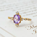 Luxury Natural Amethyst Ring for Women Vintage Gemstone Rings 925 Sterling Silver Gold Vermeil Jewelry Princess Ring