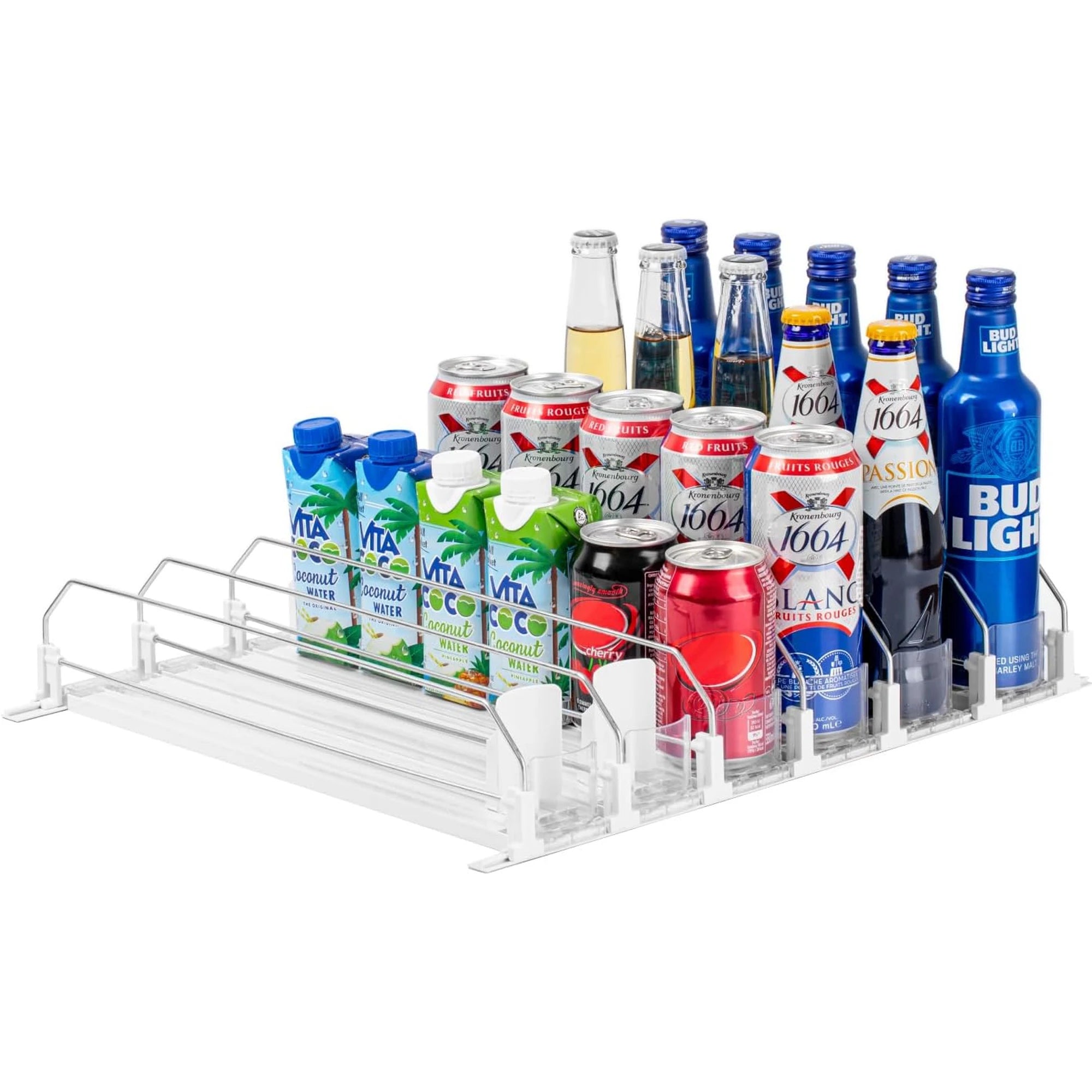 Supermarket Adjustable Pusher Glide Self-Pushing Soda Can Drink Organizer for Fridge Pusher