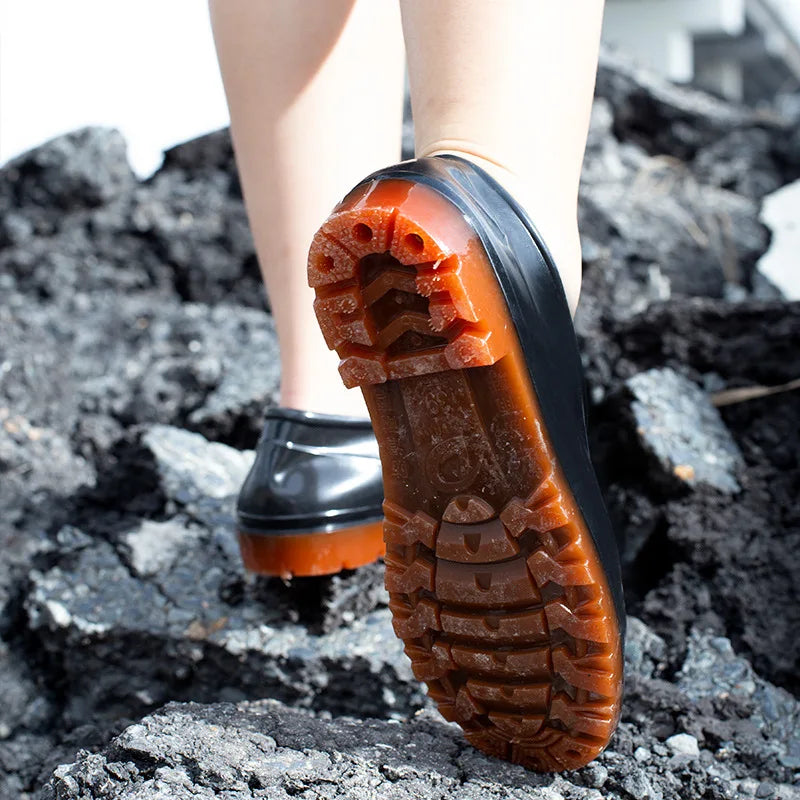Hottest Kitchen Anti-slip Low Top Work Shoes Rain Boots for Adult Men Shallow Mouth Site Labor Protection Shoes Black Waterproof