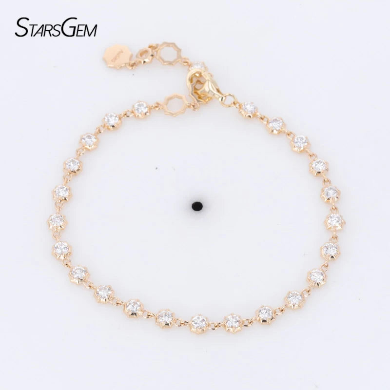Hot Sale 14k 18k Gold Round Shape 3carat 4carat 5carat Tennis Bracelet Lab Grown Diamond Tennis Chain