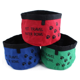 Wholesale Paw Print Pattern Collapsible Travel Dog Food Water Bowl