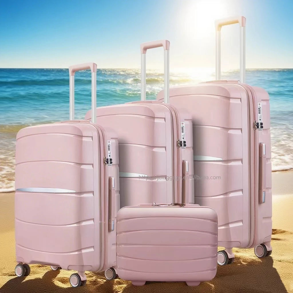 Portable PP Travel Luggage Trolley Set with TSA Lock Hard Aluminum Carry-On Suitcase and Luggage Durable Luggage Bag