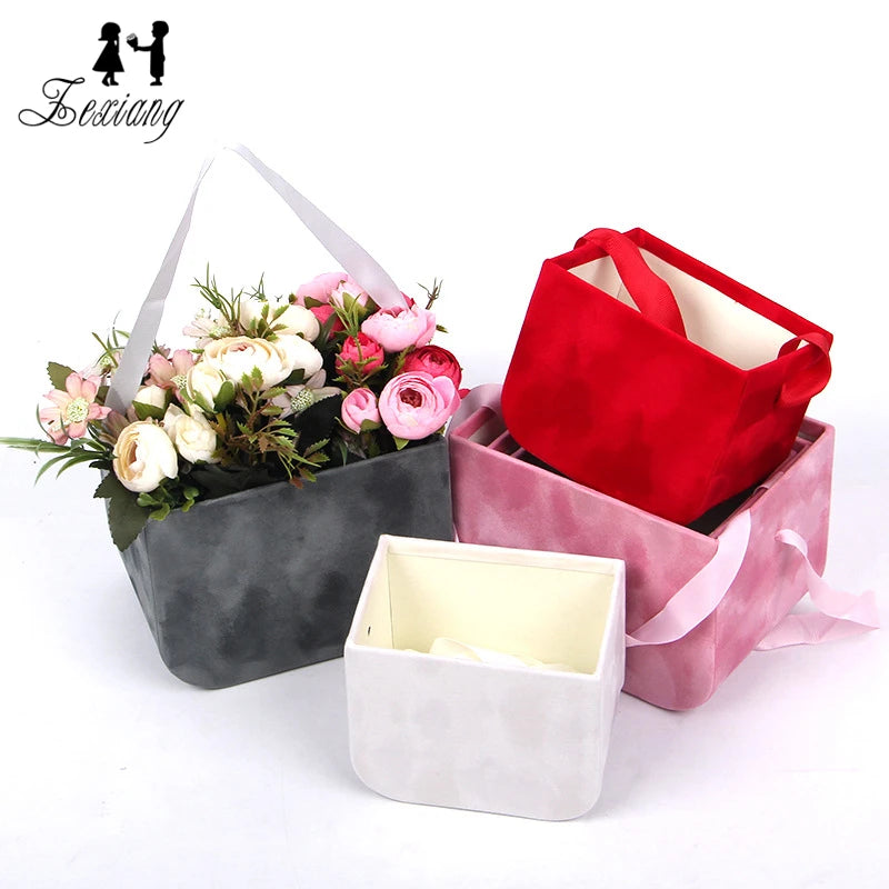 Zexwrap 3Pcs/Set Luxury Flannelette Portable Flower Packaging Gift Box