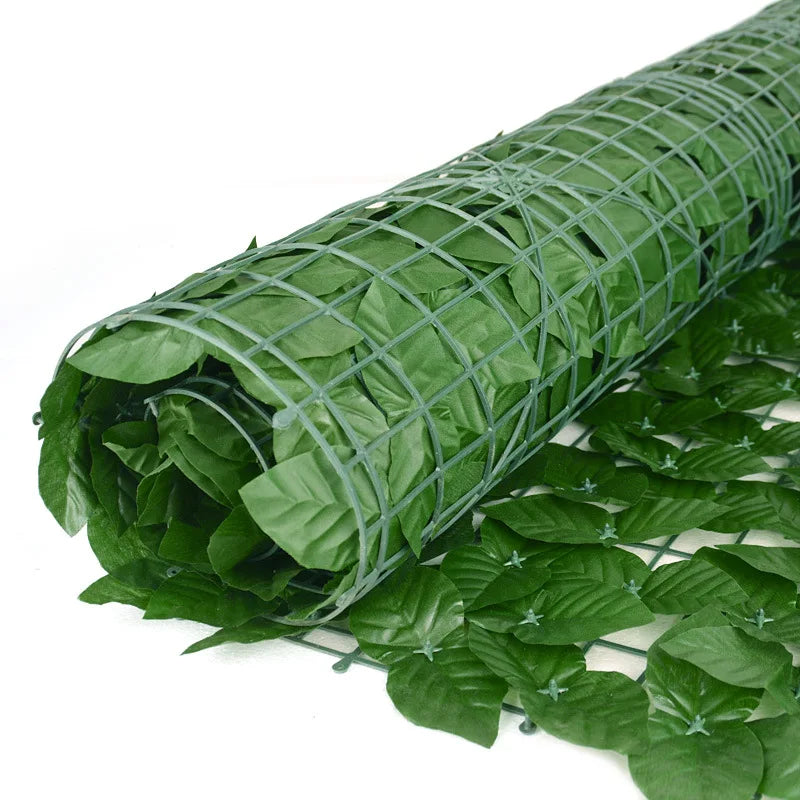 PE Artificial Hedge Roll Fence Garden Plastic Leaf Fence Outdoor Artificial Plants Green Wall Ivy Privacy Fence Screen