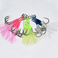 DORISEA 10#-22# High Carbon Steel Assistant Hooks with Feather Double Jig Assist for Sea Fishing Mackerel and Cod