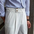 Men's Casual Business Drape Suit Pants Summer No Iron High Waisted Straight Leg Formal Pants