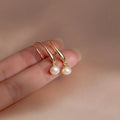 925 Sterling Silver Natural Baroque Pearl Earrings for Women Simple Ear Hook Charm Pendant Gold Trendy European Jewelry Gift