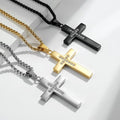 2024 Trendy Religious Style Stainless Steel CNC Crystal Diamond Cross Pendant Necklace Charms Jewelry Price for Anniversaries