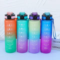 Fitness Sport Colorful Gym Gallon Gradient Color Plastic Protein Air Motivational Water Bottle with Time Marker