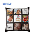Bestsub Custom 45*45cm Black White Heat Press Transfer Family Picture Pillow Case Sublimation Blanks 9 Panel Pillows Cover
