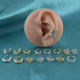 Copper Adjustable Size Nose Hoop Ring Non-Pierce Ear Helix Cartilage Conch Cuff Clip-On Ear Earrings Pearl Trendy Wholesale