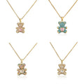European and American Fashion New Copper Micro-inlaid Color Zircon Cute Bear Pendant Necklace