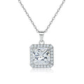 925 Sterling Silver Chain Luxury Design Necklace Square Pendant