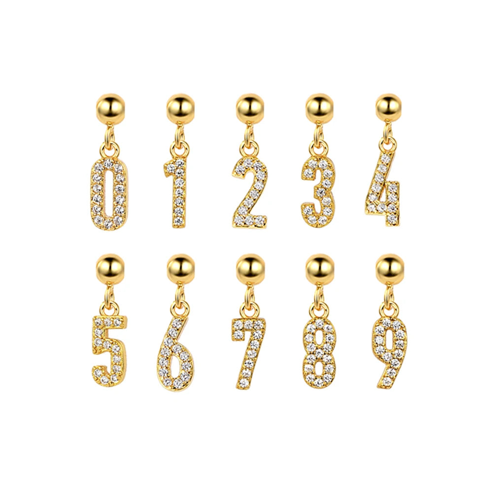 FUAMAY 18K Gold Plated Angel Number Diy Charms Pendants Necklace Number 0-9 Charm Diy Necklace With Zircon