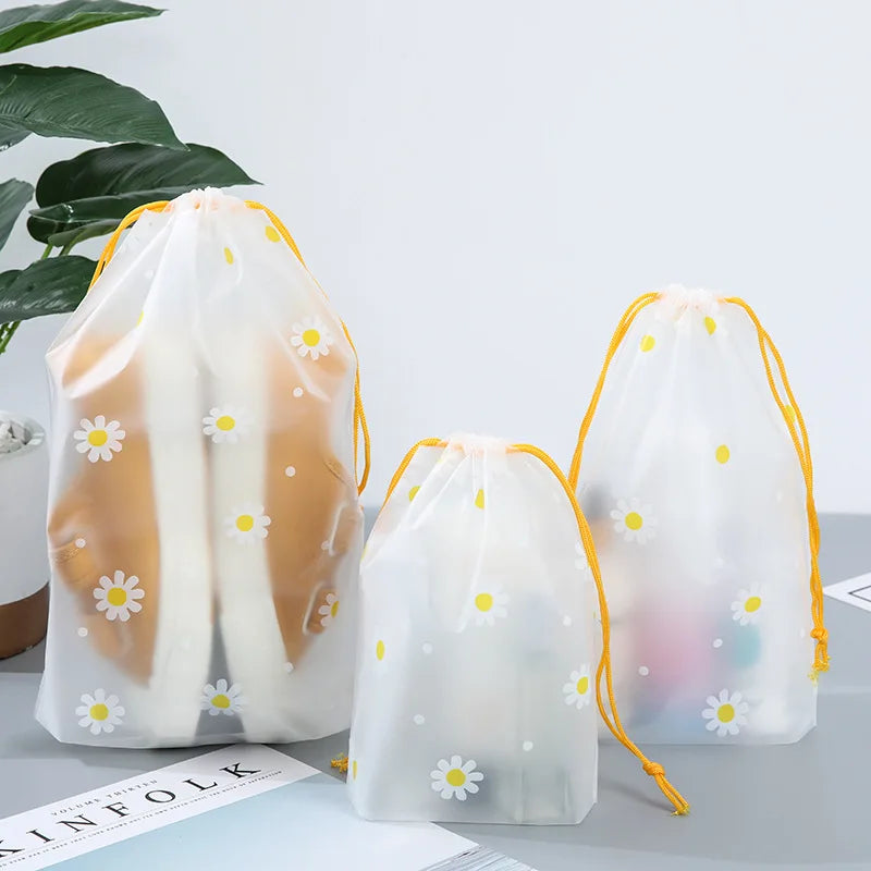 Waterproof Travel Portable Drawstring Bag Easy Carry Storage Sneaker Pocket Tote PE Plastic Bags