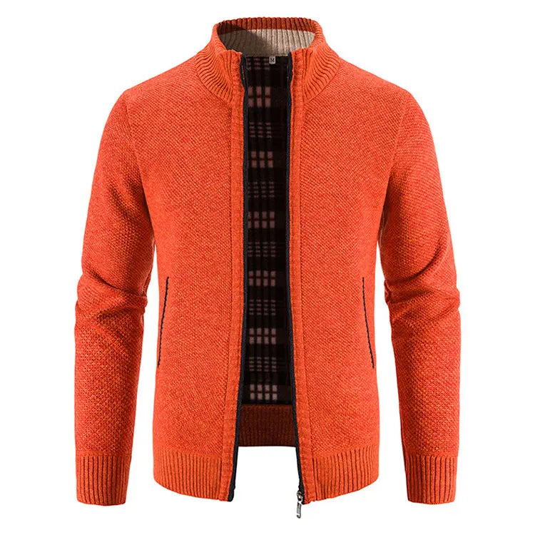 Fashion Men Winter Jacket Fleece Lined Plus Size Jackets Men's Zip-up Sweater