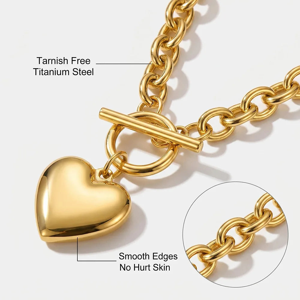 316L Heart Design Wedding Jewelry Set Stainless Steel Bracelet 18k PVD Gold Plated Necklace Party Prom Trendy Hand Accessories MegaBDM