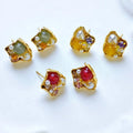 Ilona Wholesale Baroque Irregular Crystal Stud Earrings Trendy Small Exquisite Boucles Colored Stones Handmade Fashion Jewelry